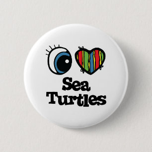 I Love (Heart) Sea Turtles 6 Cm Round Badge