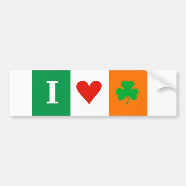 I Love Heart Shamrocks Ireland Room Bumper Sticker (Front)