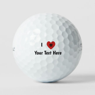 I LOVE (Heart Shaped Albanian Flag) Personalised Golf Balls