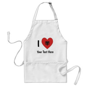 I LOVE (Heart Shaped Albanian Flag) Personalised Standard Apron