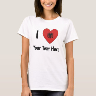 I LOVE (Heart Shaped Albanian Flag) Personalised  T-Shirt