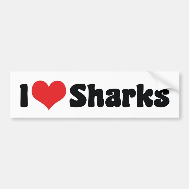 I Love Heart Sharks - Shark Lover Bumper Sticker (Front)