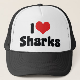 I Love Heart Sharks - Shark Lover Trucker Hat