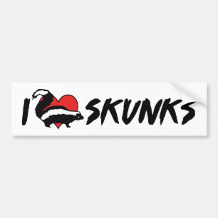 I Love Heart Skunks Bumper Sticker