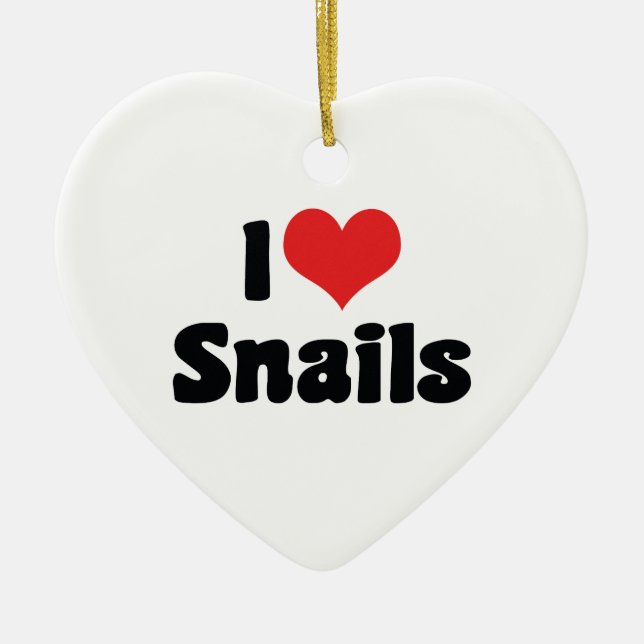 I Love Heart Snails Ceramic Tree Decoration (Front)