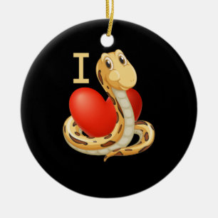 I Love Heart Snakes Ceramic Tree Decoration