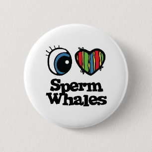 I Love (Heart) Sperm Whales 6 Cm Round Badge