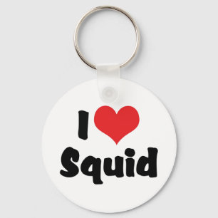 I Love Heart Squid Key Ring