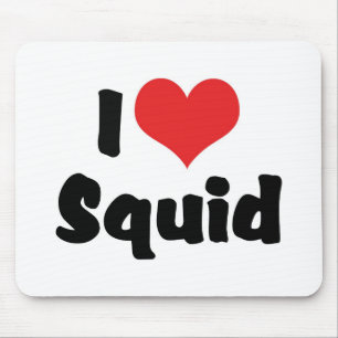 I Love Heart Squid Mouse Mat