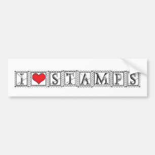I Love Heart Stamps - Stamp Collector Philatelist Bumper Sticker