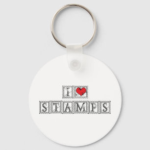 I Love Heart Stamps - Stamp Collector Philatelist Key Ring