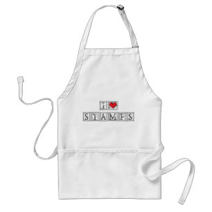 I Love Heart Stamps - Stamp Collector Philatelist Standard Apron