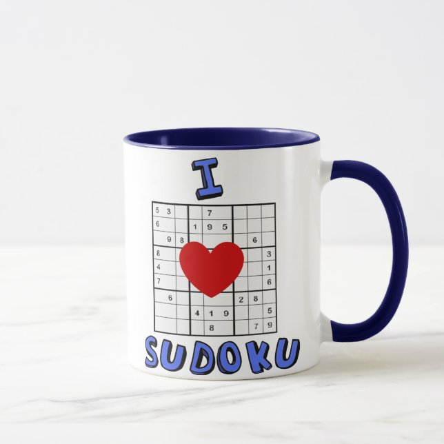 I Love Heart Sudoku Puzzle Coffee Mug (Right)