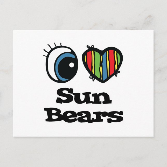 I Love (Heart) Sun Bears Postcard (Front)