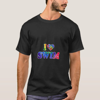I Love Heart Swim Tie Dye T-Shirt