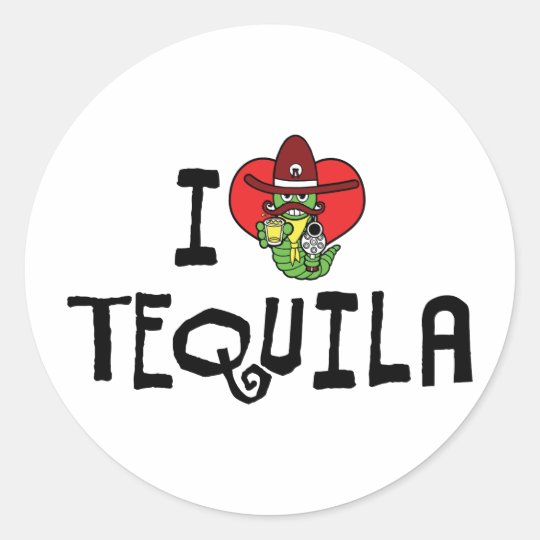 I Love Heart Tequila Classic Round Sticker