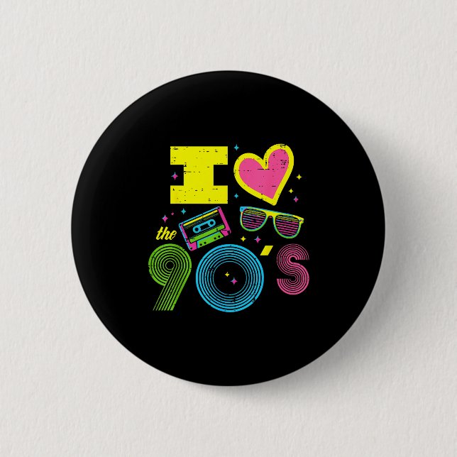 I Love Heart The 90s Retro Throwback Vibes Women M 6 Cm Round Badge (Front)