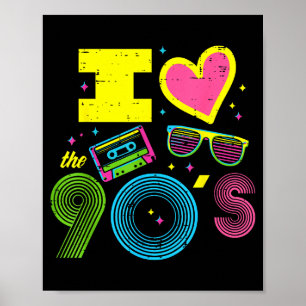 I Love Heart The 90s Retro Throwback Vibes Women M Poster