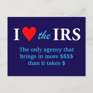 I Love Heart the IRS Postcard