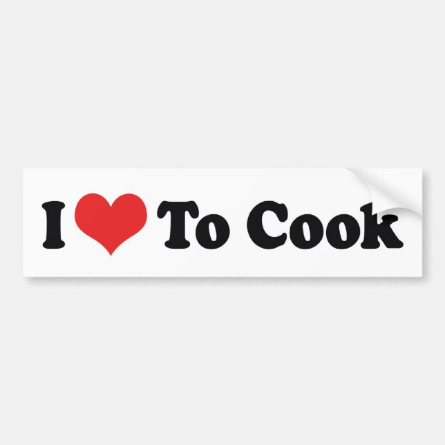 I Love Heart To Cook - Chef Baker Cooking Lover Bumper Sticker (Front)