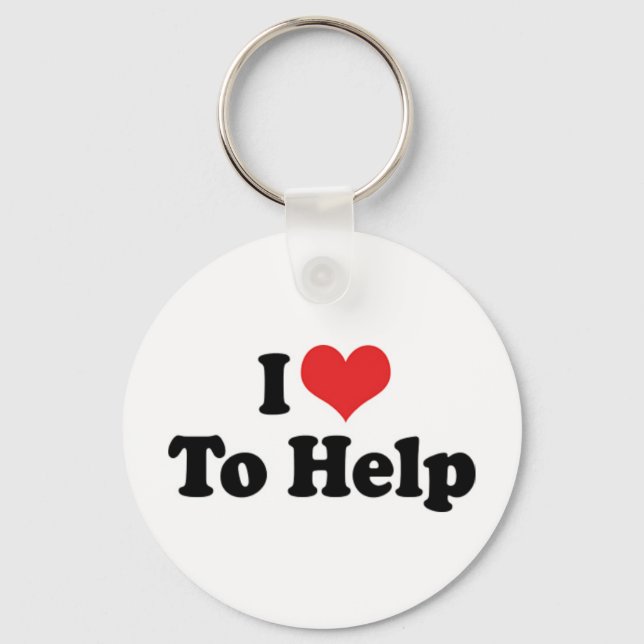 I Love Heart To Help - Charity Work Helper Key Ring (Front)