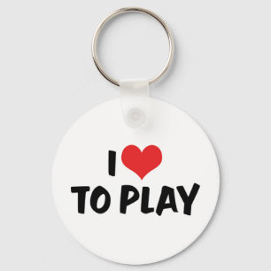 I Love Heart To Play - Sports Basketball Football Key Ring