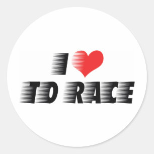 I Love Heart To Race - Car Motorcycle Racing Lover Classic Round Sticker
