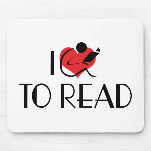 I Love Heart To Read - Book Lover Mouse Mat (Front)