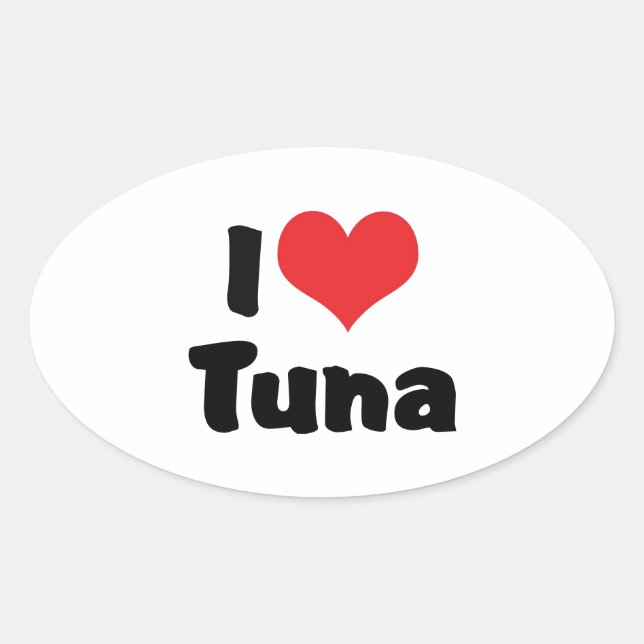 I Love Heart Tuna Oval Sticker (Front)