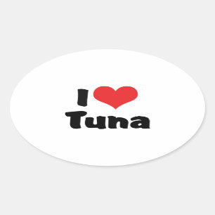 I Love Heart Tuna Oval Sticker