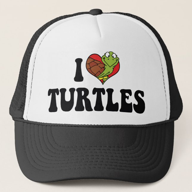 I Love Heart Turtles Trucker Hat (Front)