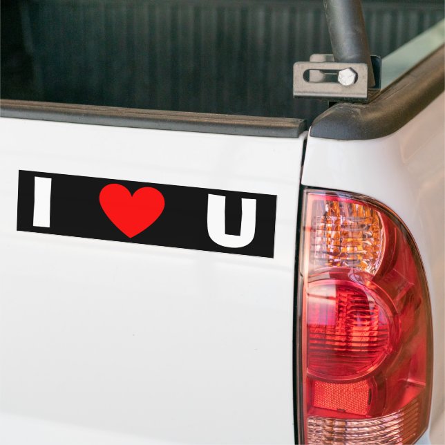 I LOVE "HEART" U BUMPER STICKER (On Truck)