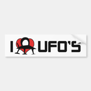 I Love Heart UFO's - Roswell Area 51 Alien Lover Bumper Sticker