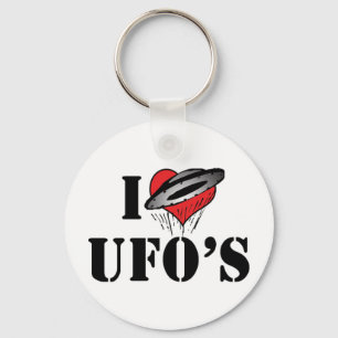 I Love Heart UFO's - Roswell Area 51 Alien Lover Key Ring