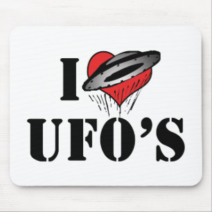I Love Heart UFO's - Roswell Area 51 Alien Lover Mouse Mat