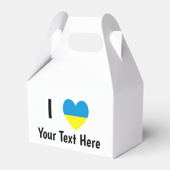 I Love (Heart Ukrainian Flag) Personalised Text Favour Box (Front Side)