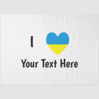 I Love (Heart Ukrainian Flag) Personalised Text Tissue Paper