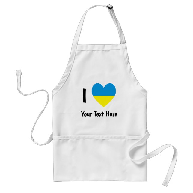 I Love (Heart Ukrainian Flag) Personalized Text Standard Apron (Front)