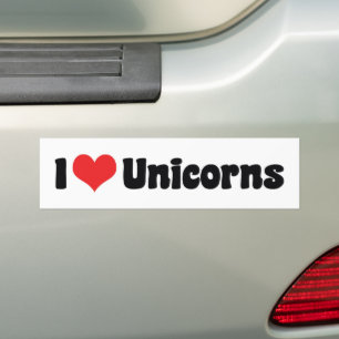 I Love Heart Unicorns Bumper Sticker