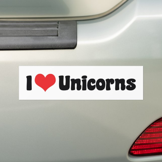 I Love Heart Unicorns Bumper Sticker (On Car)