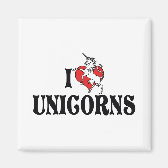 I Love Heart Unicorns Magnet (Front)