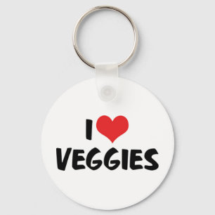 I Love Heart Veggies - Vegan Health Food Lover Key Ring