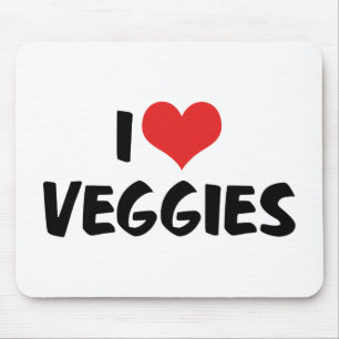 I Love Heart Veggies - Vegan Health Food Lover Mouse Mat