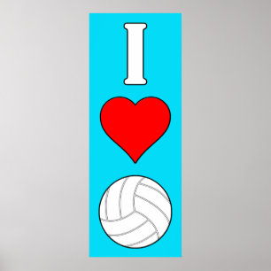 I Love/Heart Volleyball Any Colour Vertical Poster