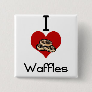 I love-heart waffles 15 cm square badge