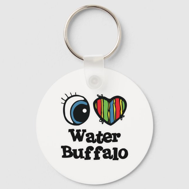 I Love (Heart) Water Buffalo Key Ring (Front)