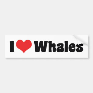 I Love Heart Whales - Whale Lover Bumper Sticker