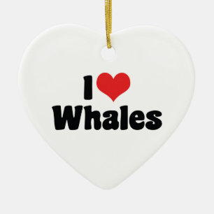 I Love Heart Whales - Whale Lover Ceramic Tree Decoration