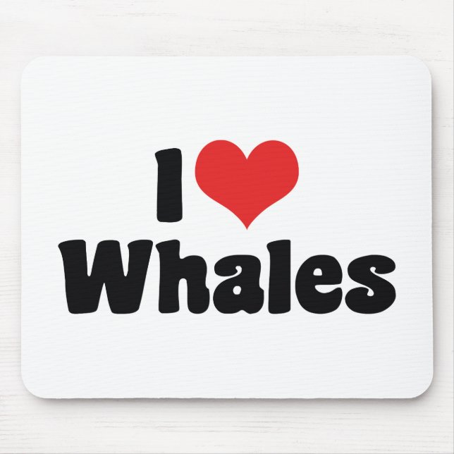I Love Heart Whales - Whale Lover Mouse Mat (Front)