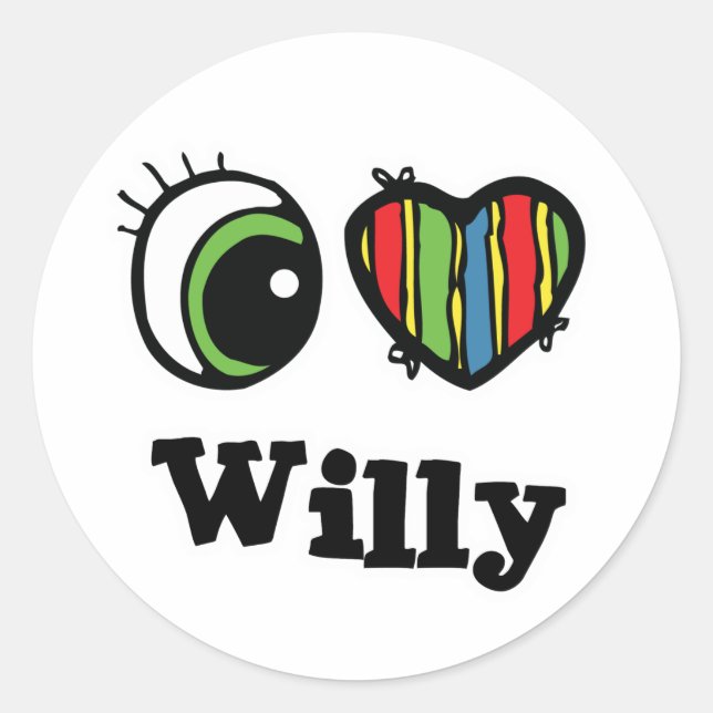 I Love (Heart) Willy Classic Round Sticker (Front)